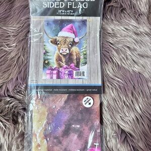 Festive Cow Christmas Flag - Pink and Purple